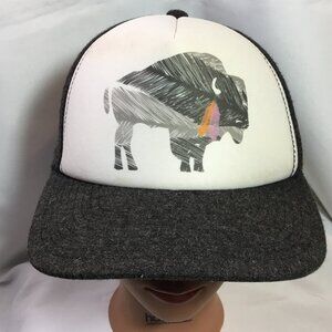 PISTIL BUFFALO BISON Hat Gray White Snapback Cap Wool Blend Hood River Oregon